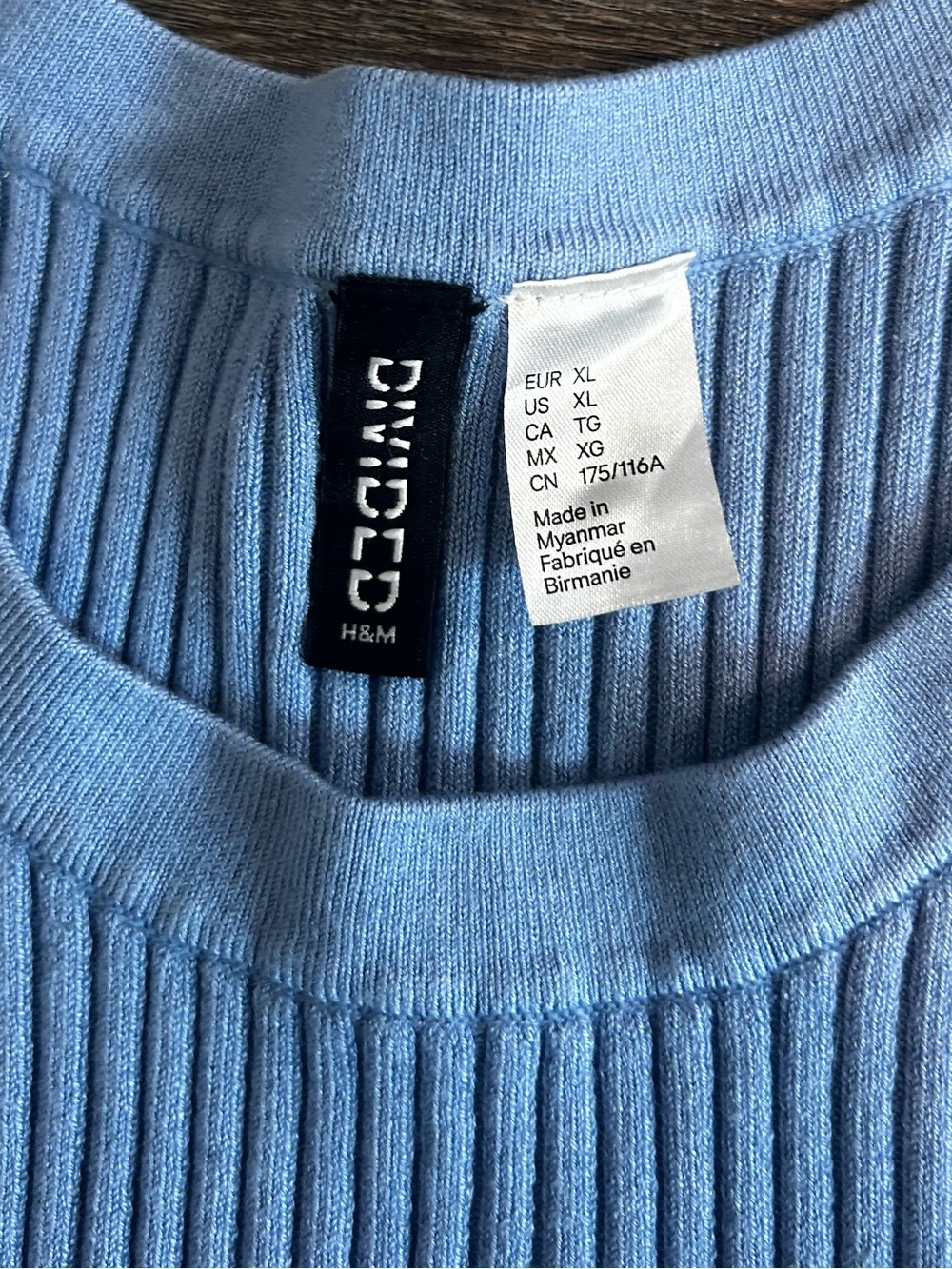 H&M Light Blue Ribbed Cropped Tank Top - Picture 2 of 3